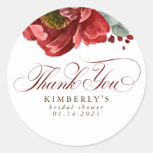 Burgundy Red Floral Brautparty Vielen Dank
