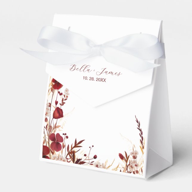 Burgundy Red Floral Foliage Geschenkschachtel (Vorderseite)