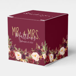 Burgundy Red Floral Hand Lettisch Rustikale Hochze Geschenkschachtel