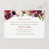 Burgundy Red Floral Hochzeit im Herbst Empfang Car