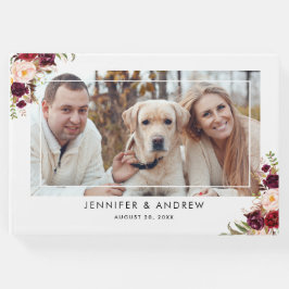 Burgundy Red Floral Names Date Foto Wedding Gästebuch