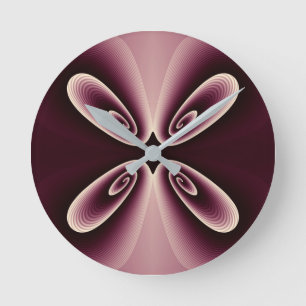 Burgundy Red Floral Petal Digital Pattern Runde Wanduhr