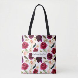 Burgundy Red Floral Pink Boho Frauen Tasche