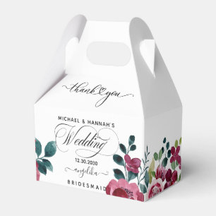 Burgundy Red Floral Rustic Boho Wedding Vielen Dan Geschenkschachtel