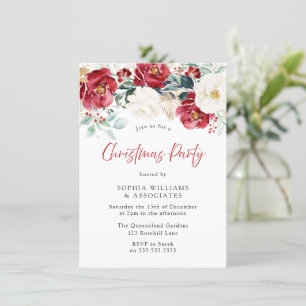 Burgundy Red Floral Work Weihnachtsfeiertag Party Einladung