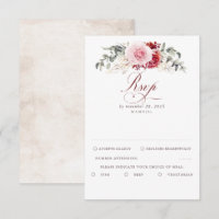Burgundy Red Foliage Boho Wedding RSVP