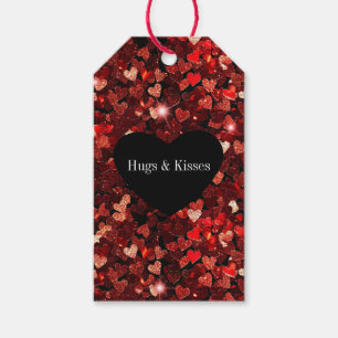 Burgundy Red Glitzer Hearts Geschenkanhänger