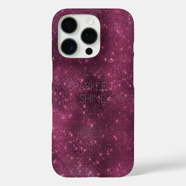 Burgundy Red Glitzy Chic Glam Sparkle iPhone 16 Pro Hülle (Rückseite)