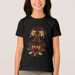 Burgundy Red Gold Blume T - Shirt