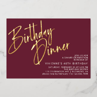 Burgundy Red & Gold Elegante Maroon Folieneinladung