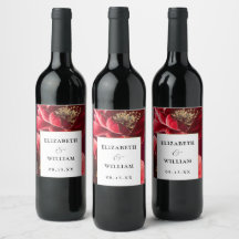 Burgundy Red Gold Floral Elegante Moderne Hochzeit