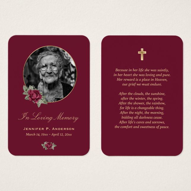Burgundy Red Gold Floral Memorys (Vorne & Hinten)