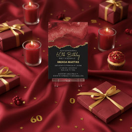 Burgundy Red Gold Glitter  Watercolor Einladung