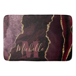 Burgundy Red & Gold Imitate Glitzer Marble Agate Badematte