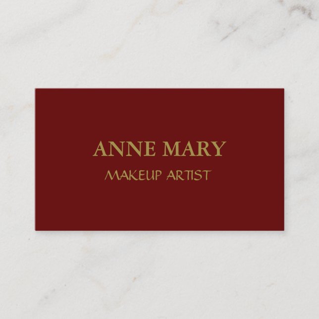 Burgundy Red Gold Makeup Artist Minimal Modern Visitenkarte (Vorderseite)