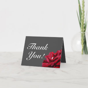 Burgundy Red Gray Floral Wedding Danke Karte