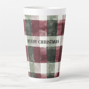 Burgundy Red Green Cream Weiße Karierte Streifen Milchtasse