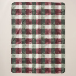 Burgundy Red Green Cream Weiße Karierte Streifen Sherpadecke