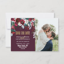 Burgundy Red Ivory Floral Arrangement Gold Wedding