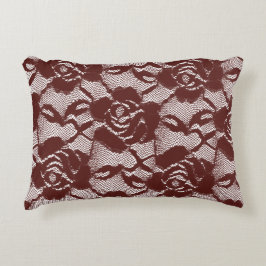 Burgundy Red Lace Floral Dekokissen