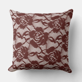 Burgundy Red Lace Floral Kissen