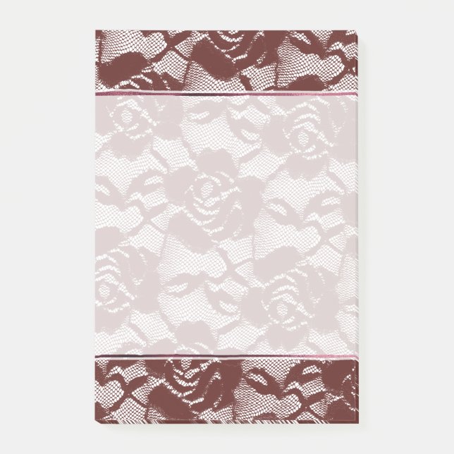 Burgundy Red Lace Floral Post-it Klebezettel (Vorderseite)