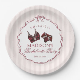 Burgundy Red Lingerie Bachelorette Party Lace Pappteller