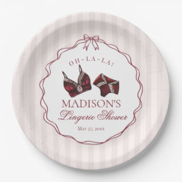 Burgundy Red Lingerie Shower Bachelorette Bridal Pappteller