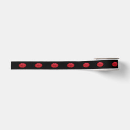Burgundy Red Lips Kiss Black Makeuty Beauty Glitze Ripsband