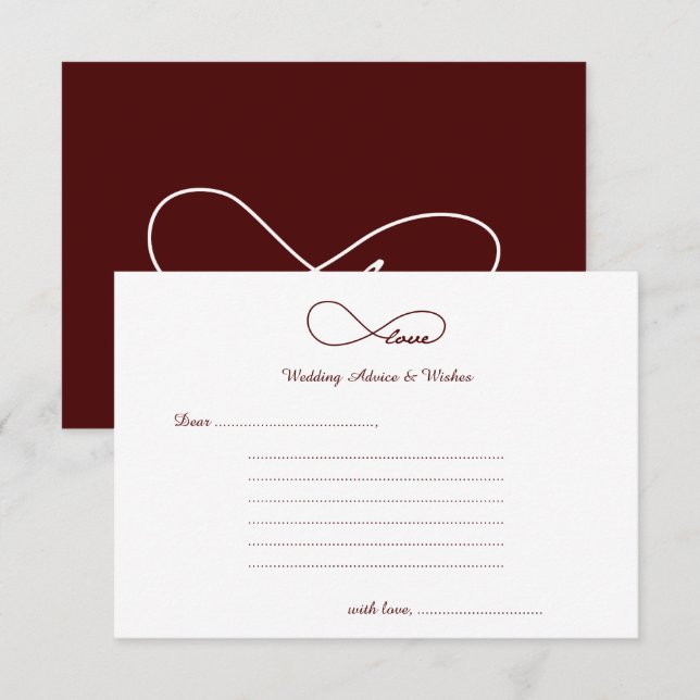 Burgundy Red Love Mariages Voeux & Conseils Cartes (Devant / Derrière)