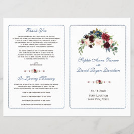 Burgundy Red Marsala Floral Wedding Program Flyer