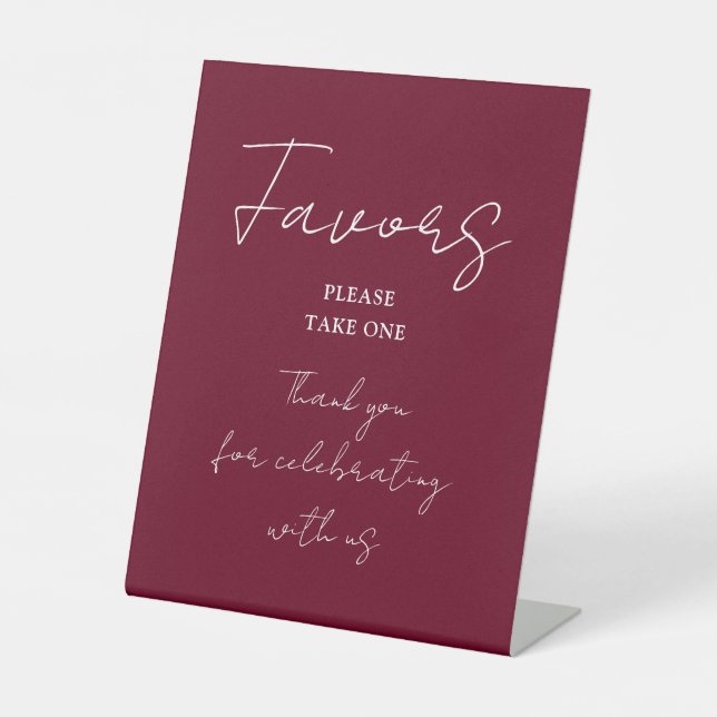 Burgundy Red Minimalistisch Elegant Script Favorit Sockelschild (Vorderseite)