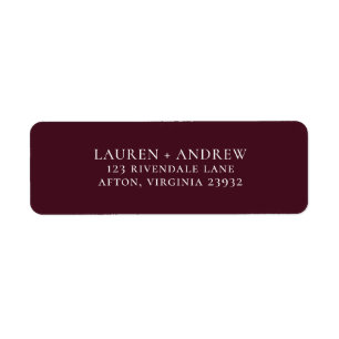 Burgundy Red Minimalistisch Return Address Label
