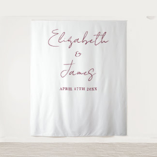 Burgundy Red Minimalistisch Wedding Foto Hintergru Wandteppich
