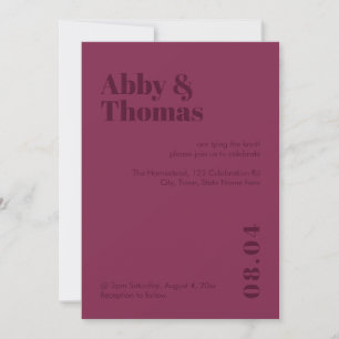Burgundy Red Modern Minimalistisch Simple Bold Wed Einladung