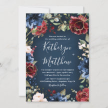Burgundy Red Navy Blue Gold und Blush Pink Wedding
