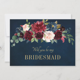Burgundy Red Navy Floral Rustic Boho Foto Save The Date