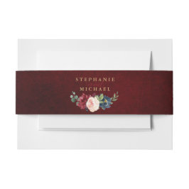 Burgundy Red Navy Floral Rustic Boho Wedding Einladungsbanderole