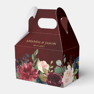 Burgundy Red Navy Floral Rustic Boho Wedding Geschenkschachtel
