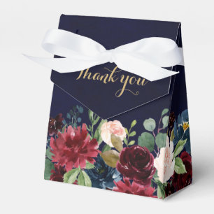Burgundy Red Navy Floral Rustic Boho Wedding Geschenkschachtel