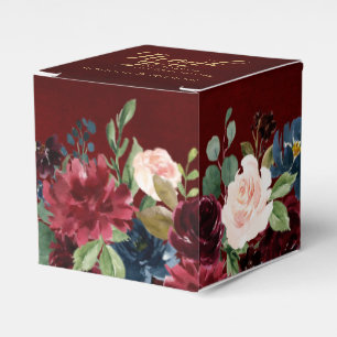 Burgundy Red Navy Floral Rustic Boho Wedding Geschenkschachtel