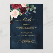 Burgundy Red Navy Floral Rustic Wedding Details En