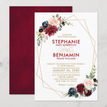 Burgundy Red Navy Moderne geometrische Hochzeit
