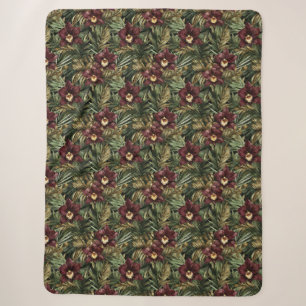 Burgundy Red Orchid Floral Sherpadecke