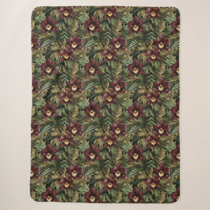 Burgundy Red Orchid Floral Tropical Sherpadecke