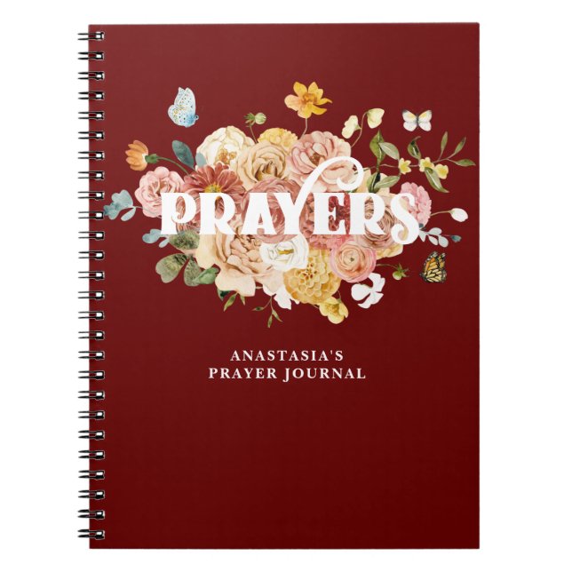 Burgundy Red Pink Floral Custom Prayer Notizblock (Vorderseite)