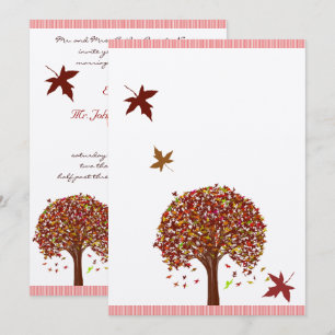Burgundy Red Pink Tree Wedding Einladung