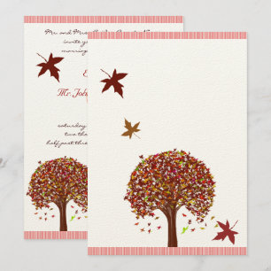 Burgundy Red Pink Tree Wedding Einladung