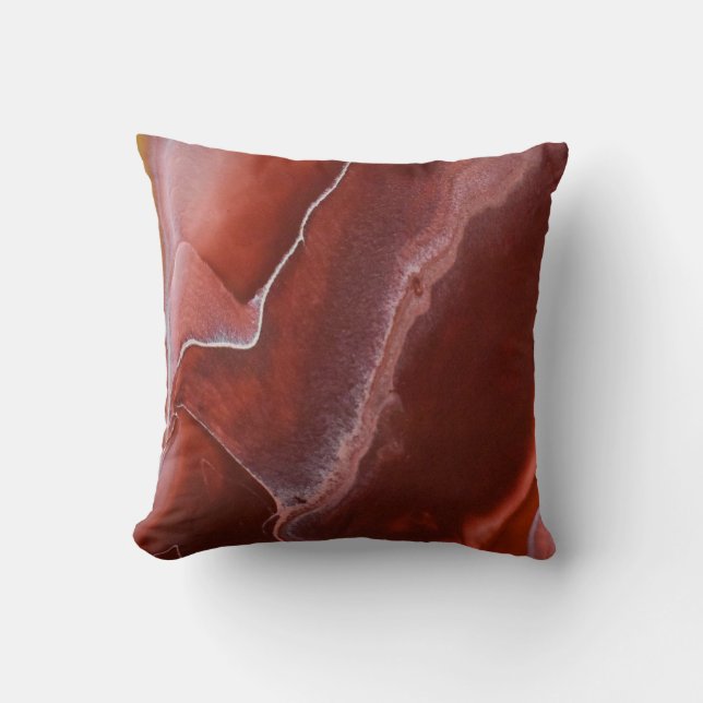 Burgundy Red Rock Marble Stone Abstrakt Maroon Kissen (Vorderseite)
