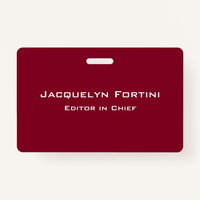 Burgundy Red Schlicht Elegante Moderne Minimalisti Ausweis (Vorderseite)